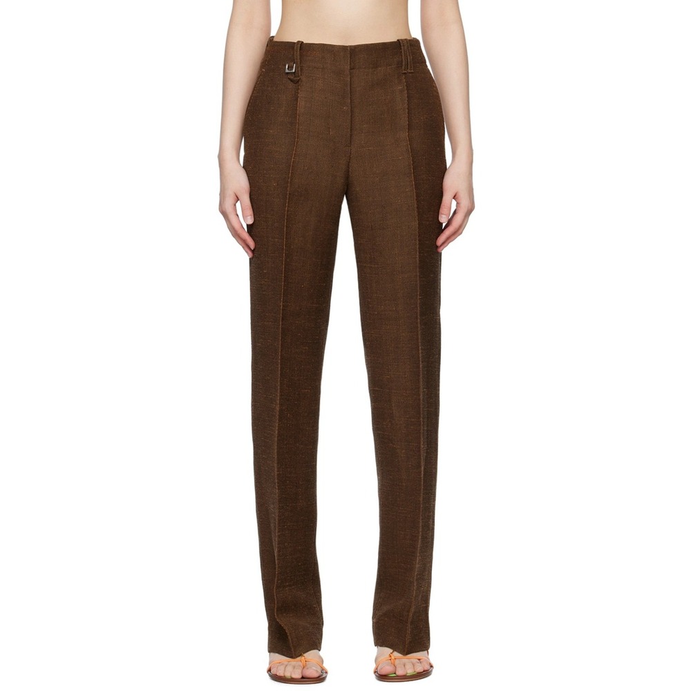 Jacquemus Le Raphia Le Pantalon Cordao Trousers 34 Brown Jute Silk Dress Pants